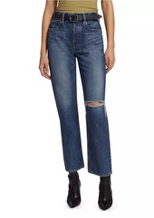 Moussy Widstoe High-Rise Distressed Straight-Leg Jeans