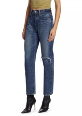 Moussy Widstoe High-Rise Distressed Straight-Leg Jeans