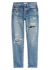 MOUSSY Bowie Ripped Tapered Leg Jeans in Blue at Nordstrom