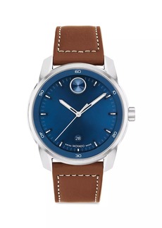 Movado 42MM Bold Verso Stainless Steel Leather Watch