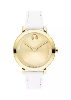 Movado Bold Evolution 2.0 Goldtone Stainless Steel & Leather Strap Watch/34MM