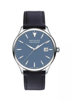 Movado Calendoplan Stainless Steel & Leather Strap Watch/40MM