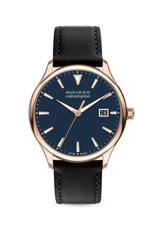 Movado Heritage Calendoplan Leather Strap Watch