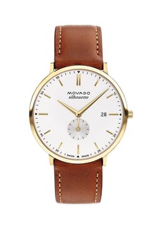 Movado Heritage Silhoutte Leather Strap Watch