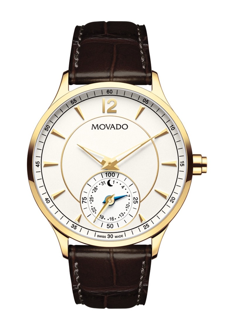 Movado Movado Bold Leather Strap Watch Watches Cufflinks