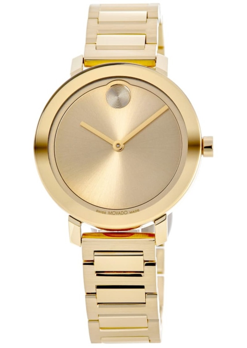 Movado Bold Evolution Gold Dial Gold Steel Women's Watch 3600822