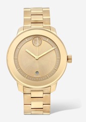 Movado Bold Verso Stainless Steel Yellow Gold Toned Quartz Unisex Watch