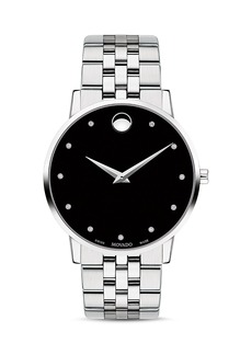 Movado Museum Classic Stainless Steel Diamond-Index Watch, 40mm