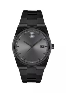 Movado Quest Ionic-Plated Black Steel Bracelet Watch/40MM