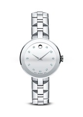 Movado Sapphire? Stainless Steel Watch with Diamonds, 28mm