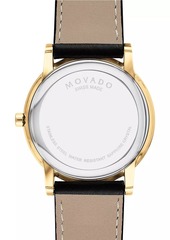 Movado Museum Classic Yellow PVD & Leather Strap Watch/40MM