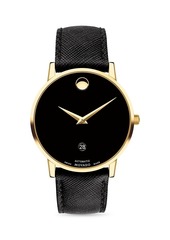 Movado Museum Gold Leather-Strap Watch