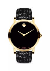 Movado Museum Red Label Automatic Gold PVD Stainless Steel & Alligator Strap Watch