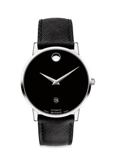 Movado Museum Stainless Steel Leather-Strap Watch