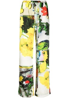 MSGM all-over floral straigh trousers