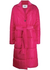 MSGM belted single-breasted padded coat