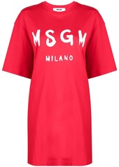 MSGM brushed logo-print T-shirt dress