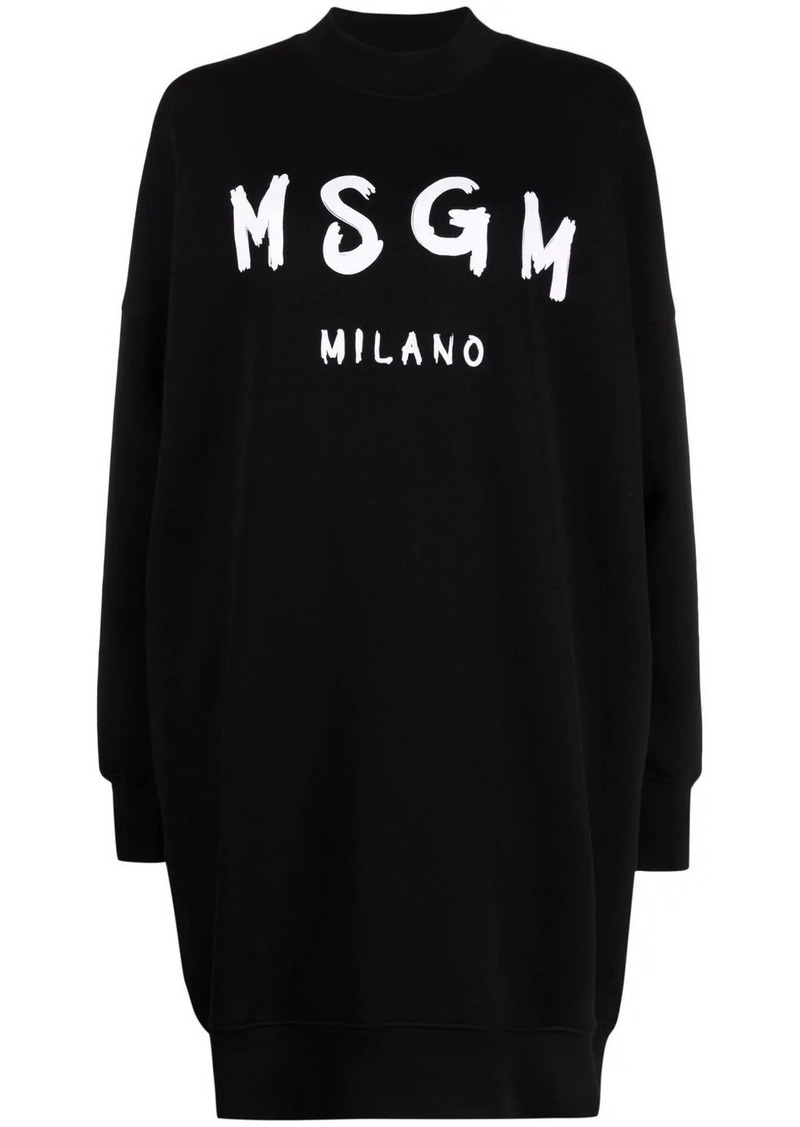 MSGM brushstroke-logo sweatshirt dress