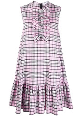 MSGM check-pattern ruffled midi dress