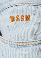MSGM Cotton Denim Midi Skirt