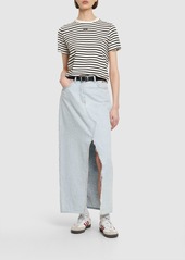MSGM Cotton Denim Midi Skirt