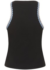 MSGM Cotton Jersey Logo & Profile Tank Top