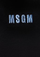 MSGM Cotton Jersey Logo & Profile Tank Top
