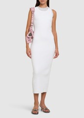 MSGM Cotton Jersey Logo Midi Dress