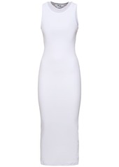 MSGM Cotton Jersey Logo Midi Dress