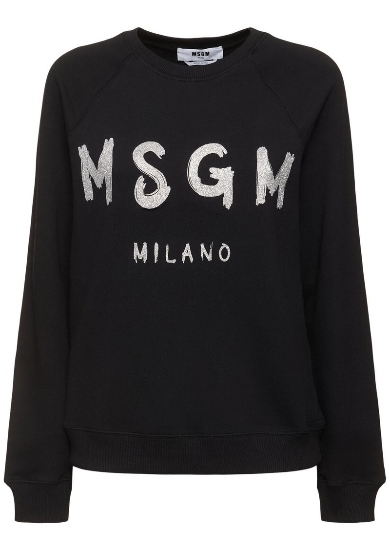 MSGM Cotton Jersey Logo Sweatshirt