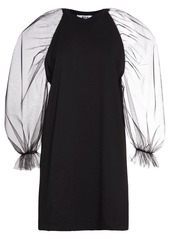 MSGM Cotton Mini Dress W/ Organza Sleeves