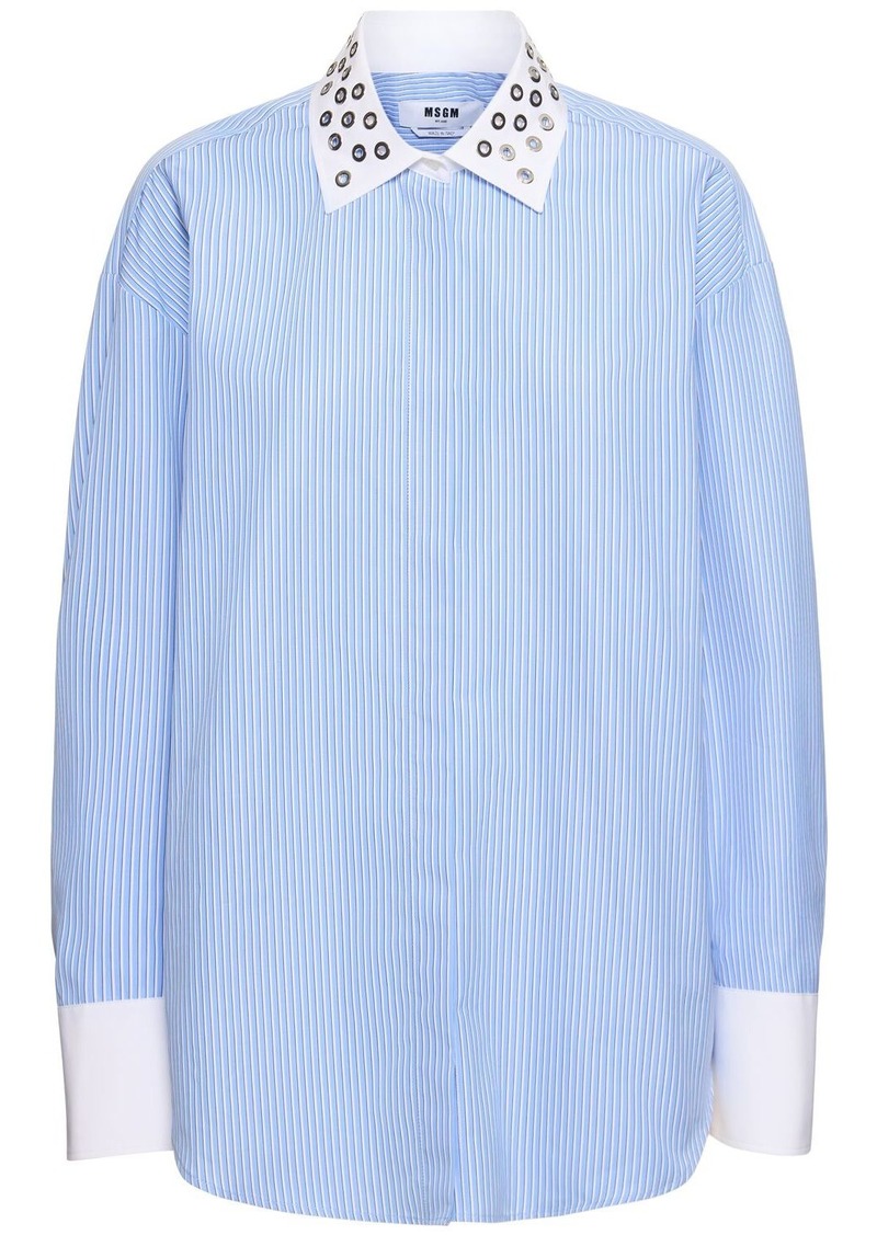 MSGM Cotton Poplin Embellished Shirt