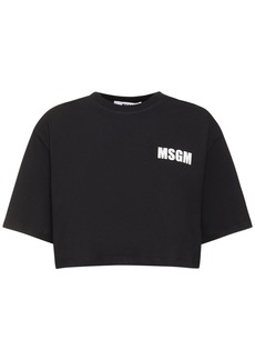 MSGM Cropped Cotton T-shirt