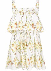MSGM diamond floral-print layered mini dress