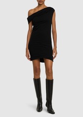 MSGM Draped Cotton Jersey Mini Dress