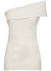 MSGM Draped Cotton Jersey One-shoulder Top
