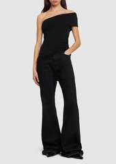 MSGM Draped Cotton Jersey One-shoulder Top