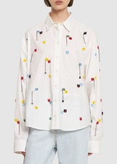 MSGM Embellished Cotton Poplin Shirt