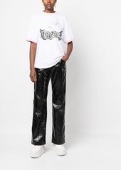 MSGM embossed-crocodile straight-leg trousers