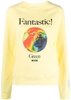 MSGM Fantastic logo-print crew neck sweatshirt