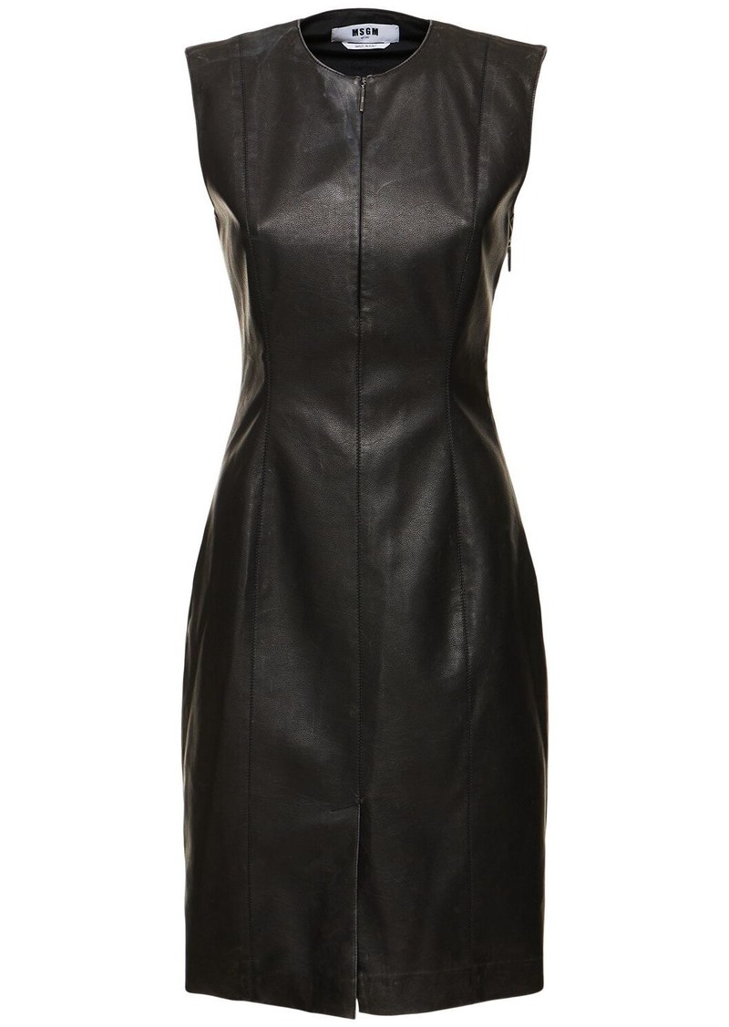 MSGM Faux Leather Midi Dress