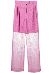 MSGM floral-lace sheer trousers