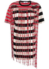 MSGM fringed striped T-shirt dress