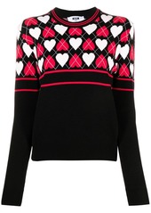 MSGM heart-print intarsia-knit jumper