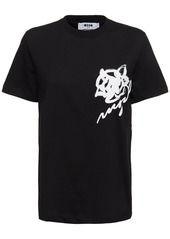 MSGM Logo & Rose Cotton Jersey T-shirt