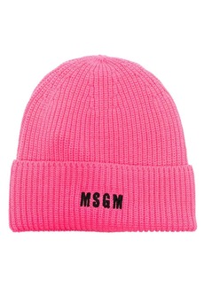MSGM logo-embroidered ribbed-knit beanie