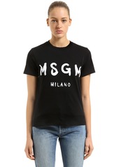 MSGM Logo Printed Cotton Jersey T-shirt