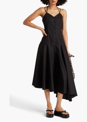 MSGM - Asymmetric cutout cotton-poplin midi dress - Black - IT 40