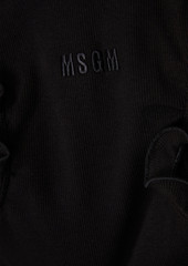 MSGM - Cold-shoulder ruffle-trimmed stretch-cotton jersey midi dress - Black - S