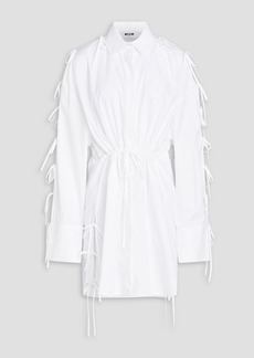 MSGM - Cutout bow-detailed cotton-poplin mini shirt dress - White - IT 40